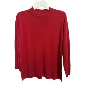 Talbots 100% Merino Wool Red Mock Neck Sweater Size Large Petite Classic
